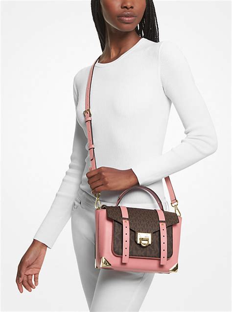 michael kors lg satchel|michael kors manhattan leather satchel.